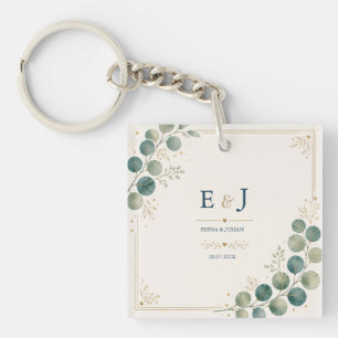 Elegant Blue Eucalyptus Keychain