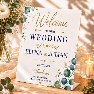 Elegant Blue Eucalyptus  Pedestal Sign
