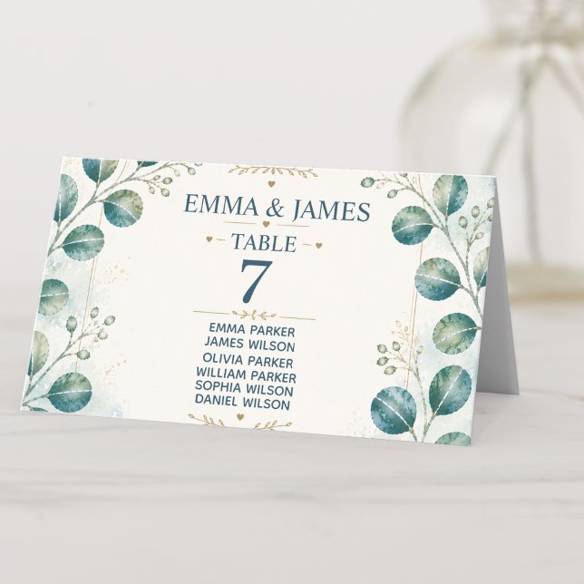 Elegant Blue Eucalyptus  Place Card (Creator Uploaded)