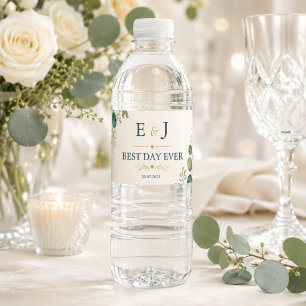 Elegant Blue Eucalyptus  Water Bottle Label
