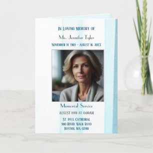 Elegant Blue Fabric Obituary Bereavement Service  Program
