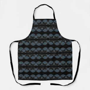 Elegant Blue Fan Apron