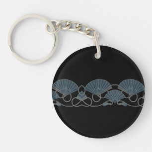 Elegant Blue Fan Keychain