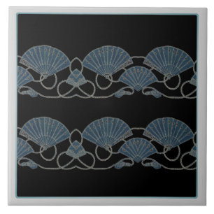 Elegant Blue Fan Tile