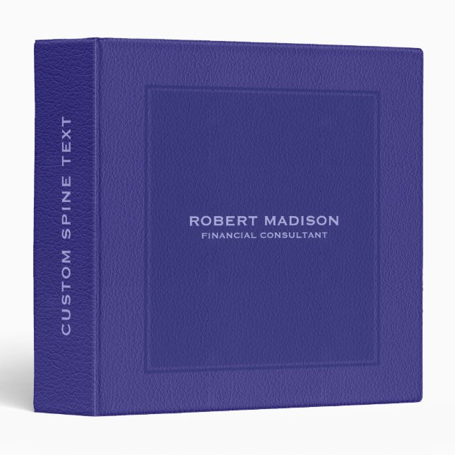 Elegant Blue Faux Leather Print Binder (Front/Spine)