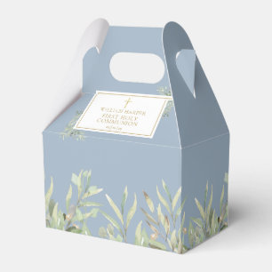 Elegant Blue First Holy Communion Greenery Favour Favor Box