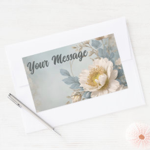 Elegant Blue Floral Birthday Party Sticker