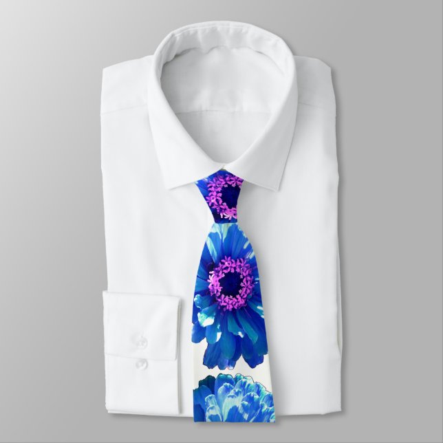 Elegant blue floral blue daisy tie (Tied)