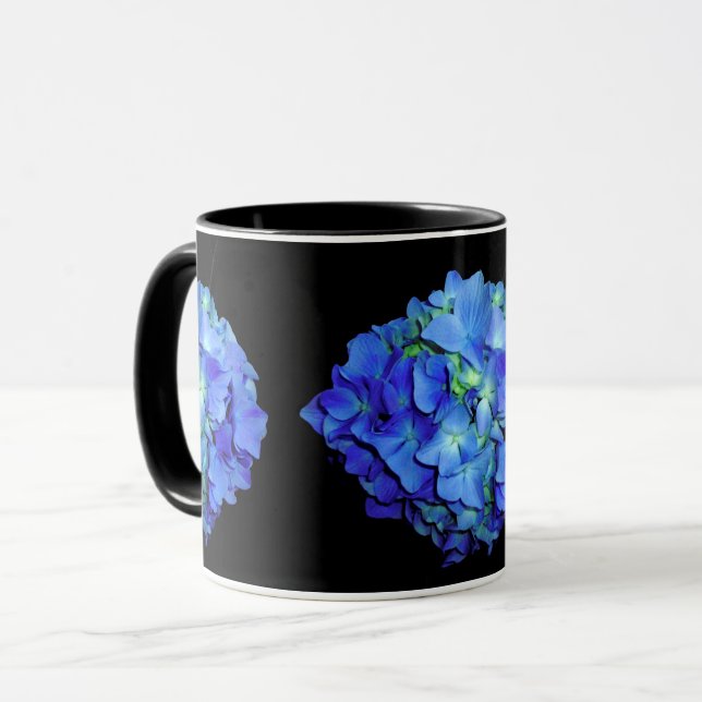Elegant blue floral blue roses blue hydrangeas  mug (Front Left)
