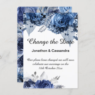 ELEGANT BLUE FLORAL BORDER CHANGE THE DATE