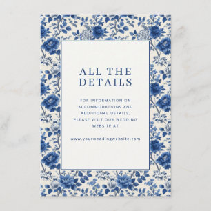 Elegant Blue Floral Border Enclosure Card