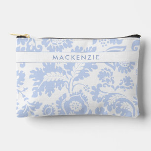Elegant Blue Floral Botanical Accessory Pouch