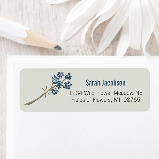 Elegant Blue Floral Botanical Stationery (Elegant Blue Floral Botanical Stationery Label from Studio Posies.)