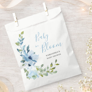 Elegant Blue Floral Boy Baby In Bloom Shower  Favour Bag
