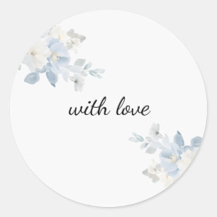 Elegant Blue Floral Custom Round Sticker Envelop