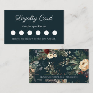 Elegant Blue Floral Customer Loyalty Card