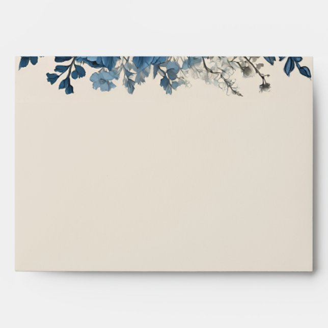 Elegant Blue Floral Design with Cream Background Envelope (Front)
