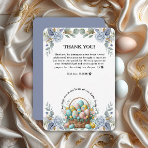 Elegant Blue Floral Easter Egg Basket  Thank You Card