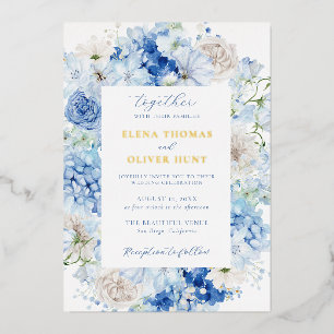 Elegant Blue Floral Frame Wedding