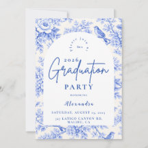 Elegant Blue Floral Graduation Party