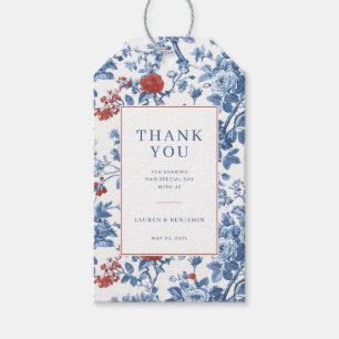 Elegant Blue Floral Gratitude Gift Tags