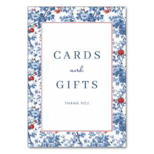 Elegant Blue Floral Gratitude Table Number