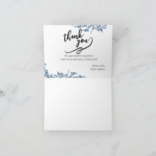 Elegant Blue Floral Greeting  Thank You Card