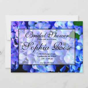 Elegant blue floral hydrangeas bridal shower invitation