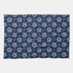 Elegant Blue Floral Kitchen Towel