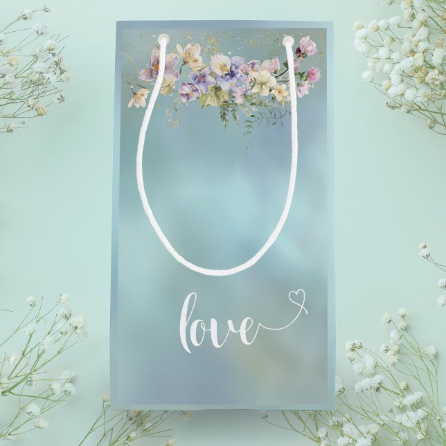 Elegant Blue Floral Love Gift Bag (Creator Uploaded)