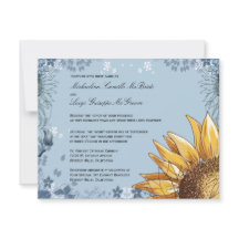 Elégant Blue Floral Mariage formel Invitation