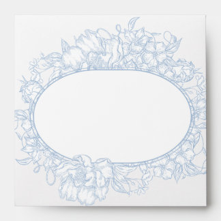 Elegant Blue Floral Open House Wedding Reception I Envelope