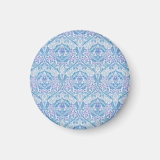 Elegant Blue Floral Pattern Magnet (Front)