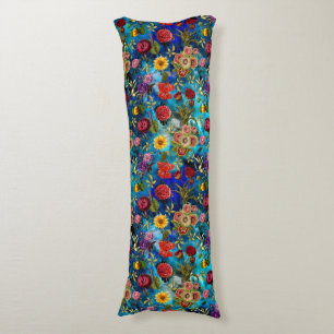 Elegant blue Floral pattern monogram Body Pillow