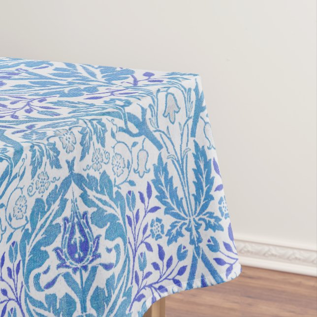 Elegant Blue Floral Pattern Tablecloth (In Situ)