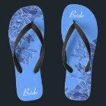 Elegant Blue Floral Pattern Wedding Bride Flip Flops<br><div class="desc">Featuring line illustration of floral pattern on the blue background, these elegant flip flops are a pretty something blue idea for your wedding. They will add a stylish dose of glam to your wedding day, bachelorette party, or other celebration. ♥Customize it with your wording by using the template fields. ♥ If you want...</div>