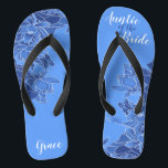 Elegant Blue Floral Pattern Wedding Flip Flops<br><div class="desc">Featuring line illustration of floral pattern on the blue background, these elegant flip flops are a memorable gift for wedding party members: bride, bridesmaids, mother/auntie of the bride, maid of honour... They will add a stylish dose of glam to your wedding day, bachelorette party, or other celebration. ♥Customize it with your wording by...</div>