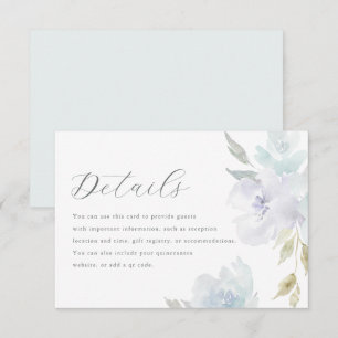 Elegant Blue Floral Quinceanera Guest Details RSVP Card