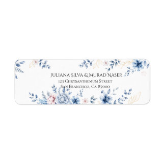 Elegant Blue Floral Return Address Labels