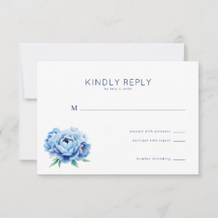 Elegant Blue Floral RSVP Card
