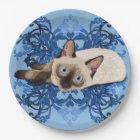 Elegant Blue Floral Siamese Cat Pretty Feline