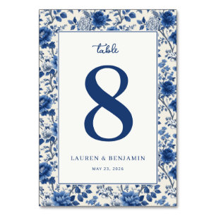 Elegant Blue Floral Table Number