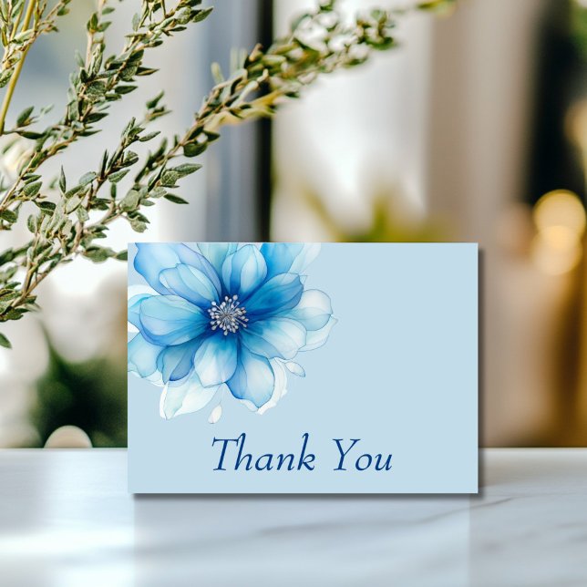 Elegant Blue Floral  Thank You Card (Creator Uploaded)