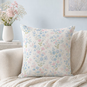 Elegant Blue Floral Throw Pillow
