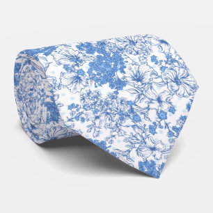 Elegant Blue Floral Tie