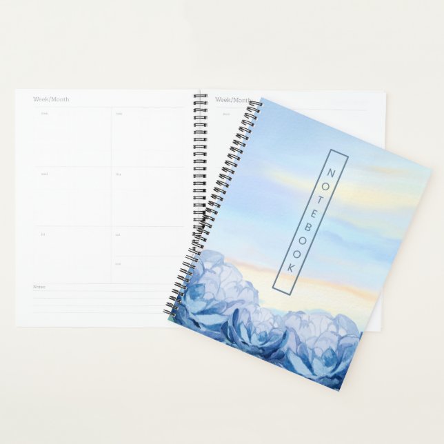 Elegant Blue Floral Watercolor  (Devant avec enveloppe)