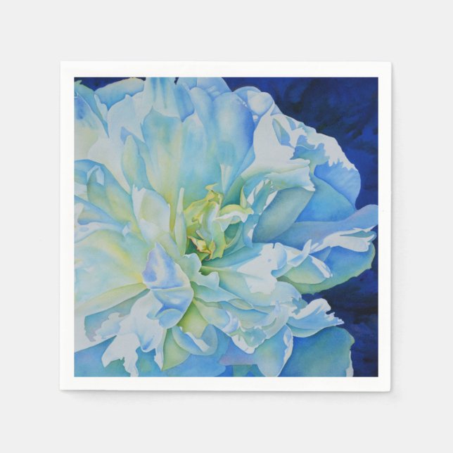 Elegant blue floral watercolor  napkin (Front)