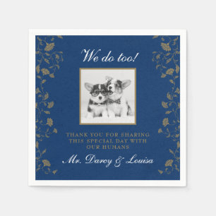 Elegant Blue Floral We Do Too Dog Pet Kids Wedding Napkin