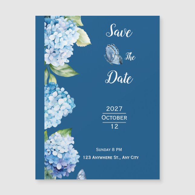 Elegant Blue Floral Wedding (Front)