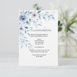 Elegant Blue Floral Wedding Accommodation  Enclosure Card